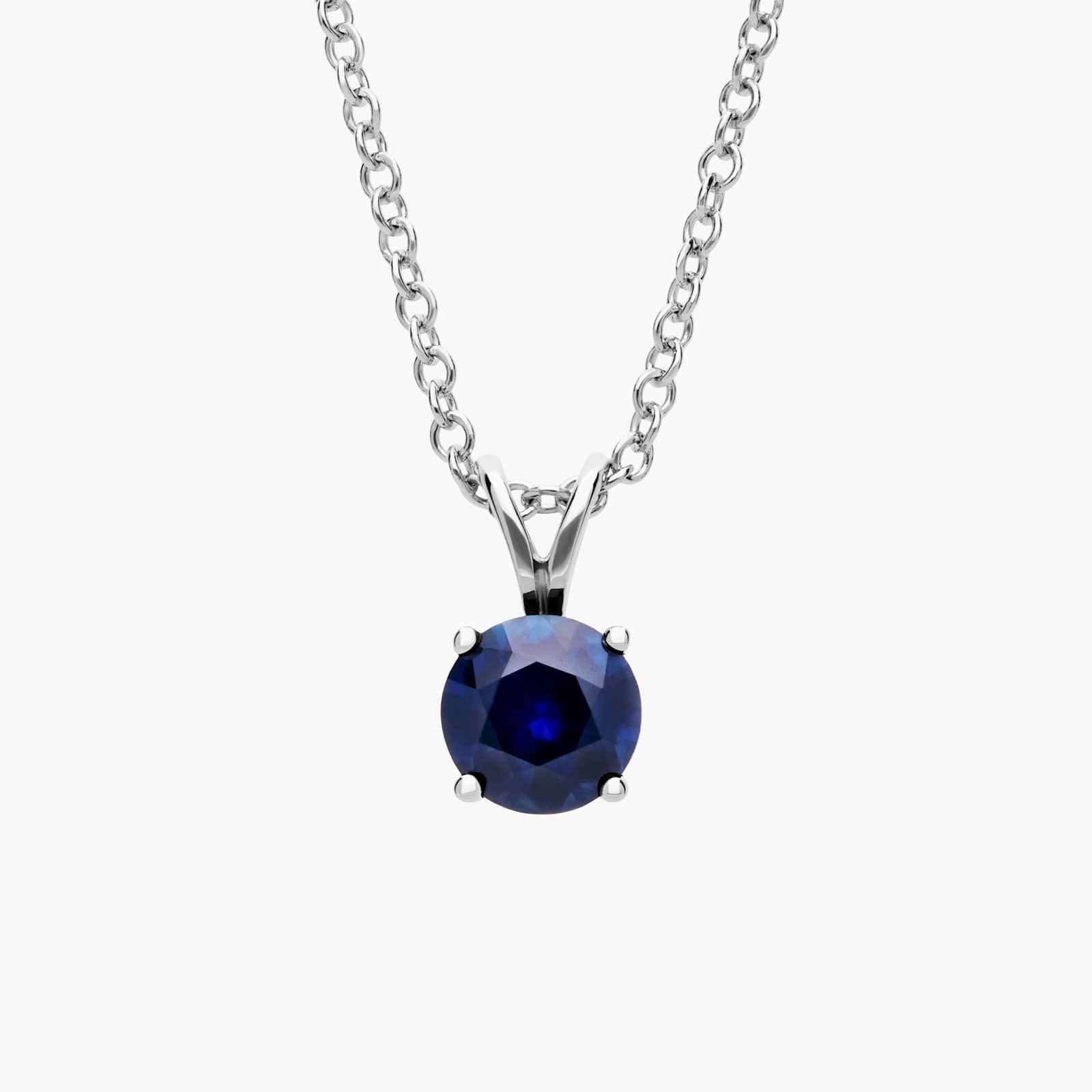 Sterling Silver Blue Sapphire Solitaire Pendant Necklace