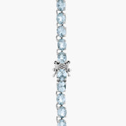 Sterling Silver Blue Topaz Oval Tennis Necklace