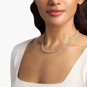 Sterling Silver Blue Topaz Oval Tennis Necklace
