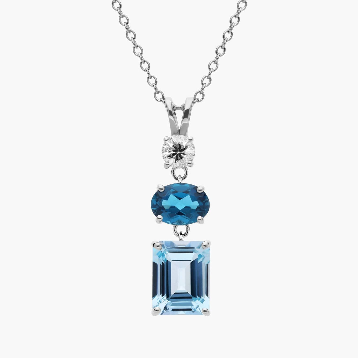 Carave Paris Emerald Cut Blue Gemstone Pendant Necklace