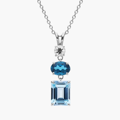 Carave Paris Emerald Cut Blue Gemstone Pendant Necklace