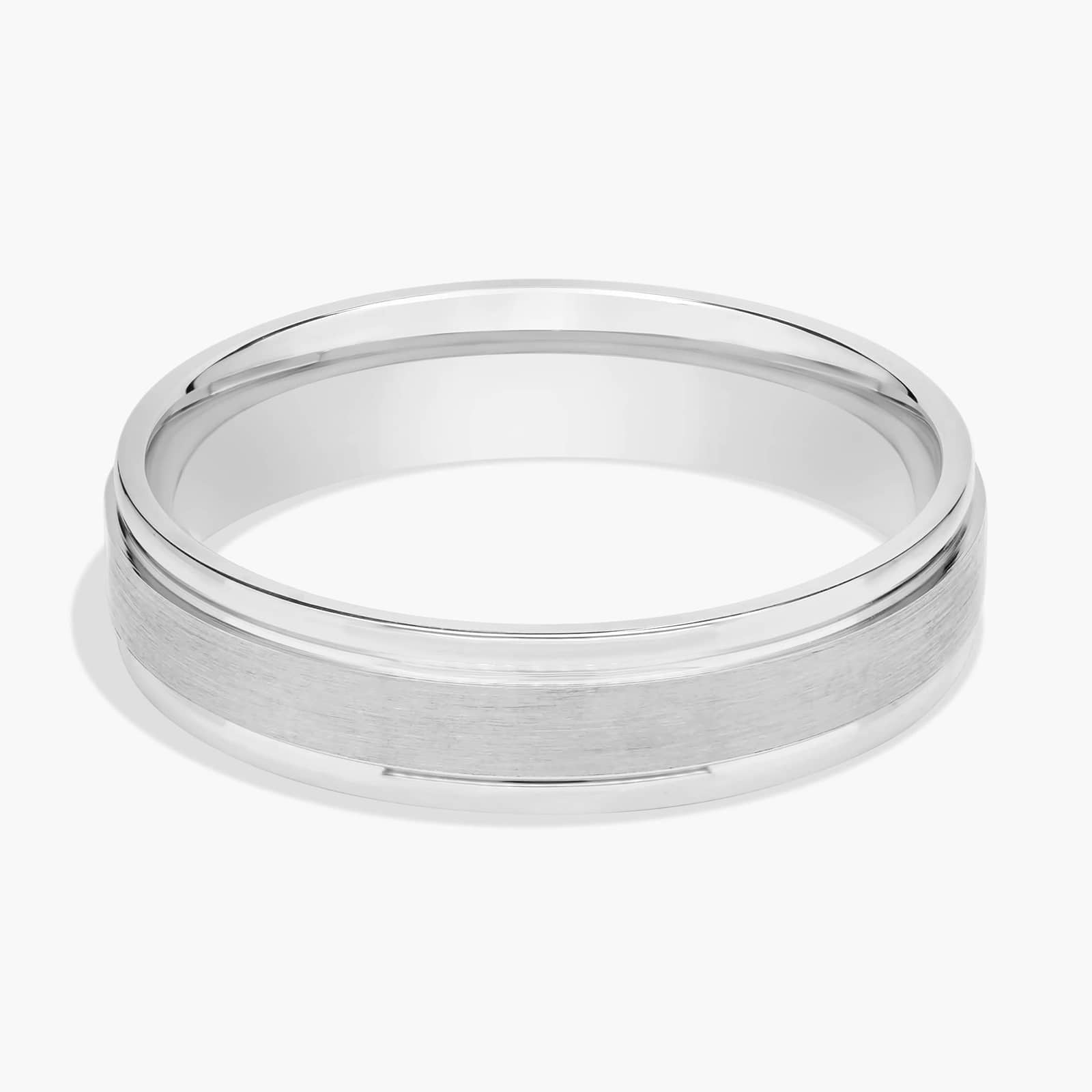 Sterling Silver Brushed Center Polished Edge Comfort Fit Band Ring