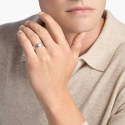 Sterling Silver Brushed Finish Polished Edge Comfort Fit Band Ring