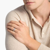 Sterling Silver Brushed Finish Polished Edge Comfort Fit Band Ring