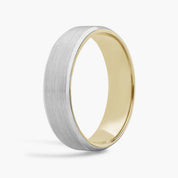 Sterling Silver Brushed Finish Two Tone Comfort Fit Band Ring