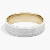 Sterling Silver Brushed Finish Two Tone Comfort Fit Band Ring