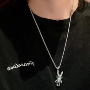 Sterling Silver Cute Bunny Pendant Necklace