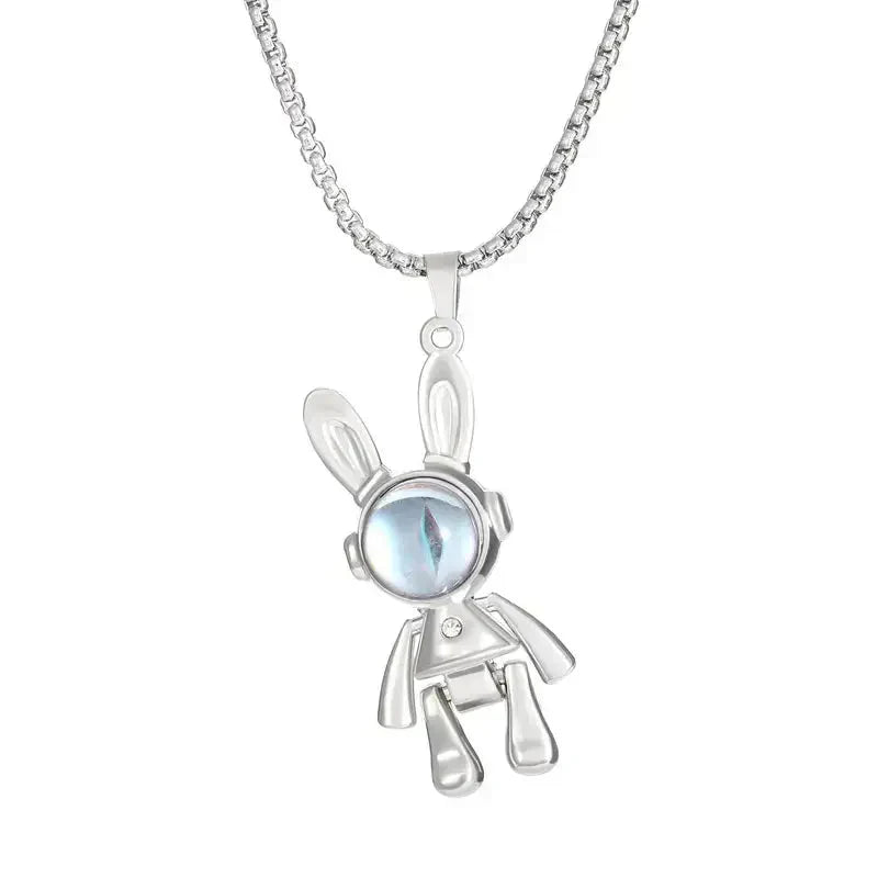 Sterling Silver Cute Bunny Pendant Necklace