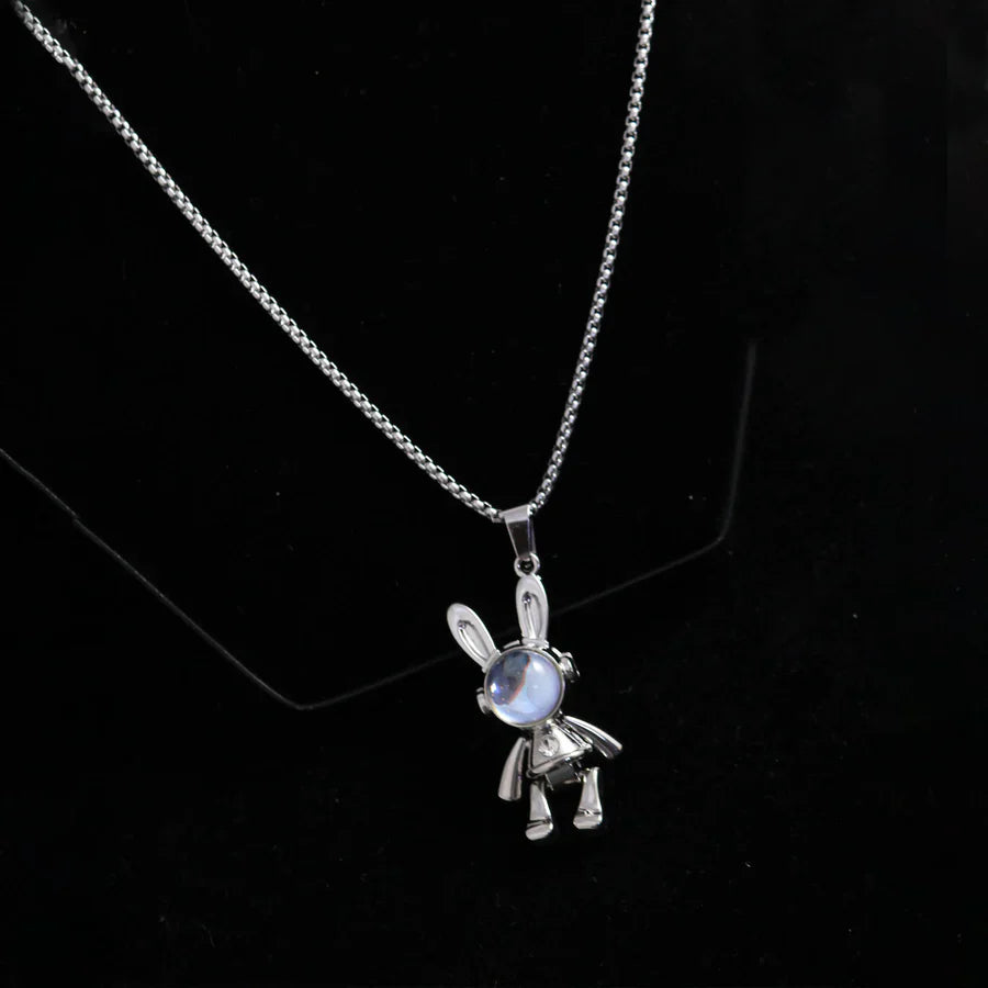 Sterling Silver Cute Bunny Pendant Necklace