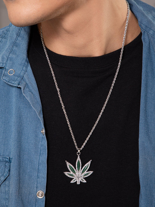 Carave Paris Pavé Leaf Pendant Necklace