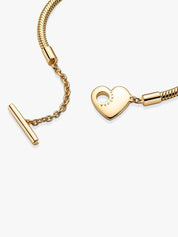 Sterling Silver Snake Chain Bracelet with Heart Clasp