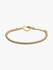Sterling Silver Snake Chain Bracelet with Heart Clasp