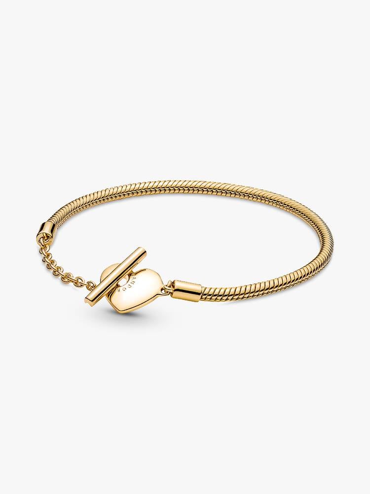Sterling Silver Snake Chain Bracelet with Heart Clasp