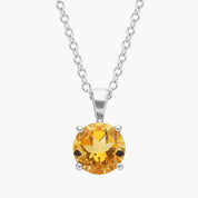 Sterling Silver Citrine Solitaire Pendant Necklace