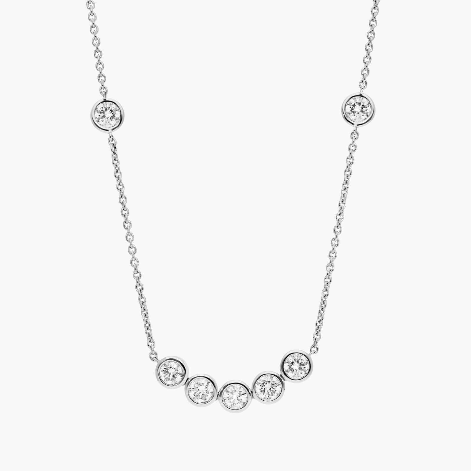 Sterling Silver Diamond Bezel Station Necklace