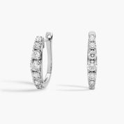 Sterling Silver Diamond Channel Huggie Hoop Earrings