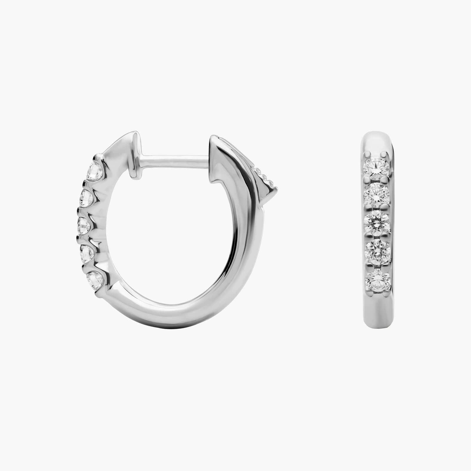 Sterling Silver Diamond Channel Huggie Hoop Earrings