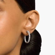 Sterling Silver Diamond Eternity Hoop Earrings