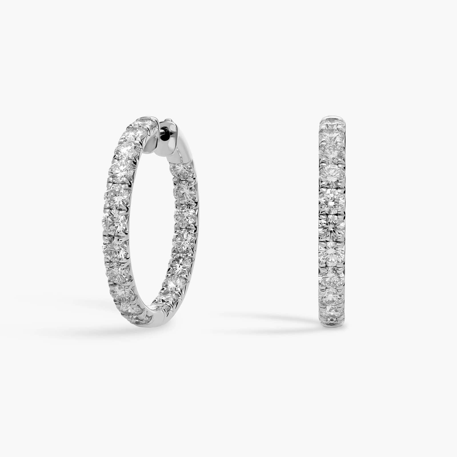 Sterling Silver Diamond Eternity Hoop Earrings