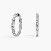 Sterling Silver Diamond Eternity Hoop Earrings