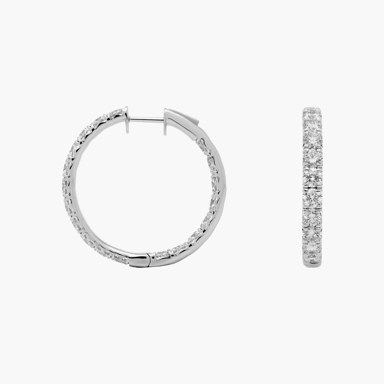 Sterling Silver Diamond Eternity Hoop Earrings