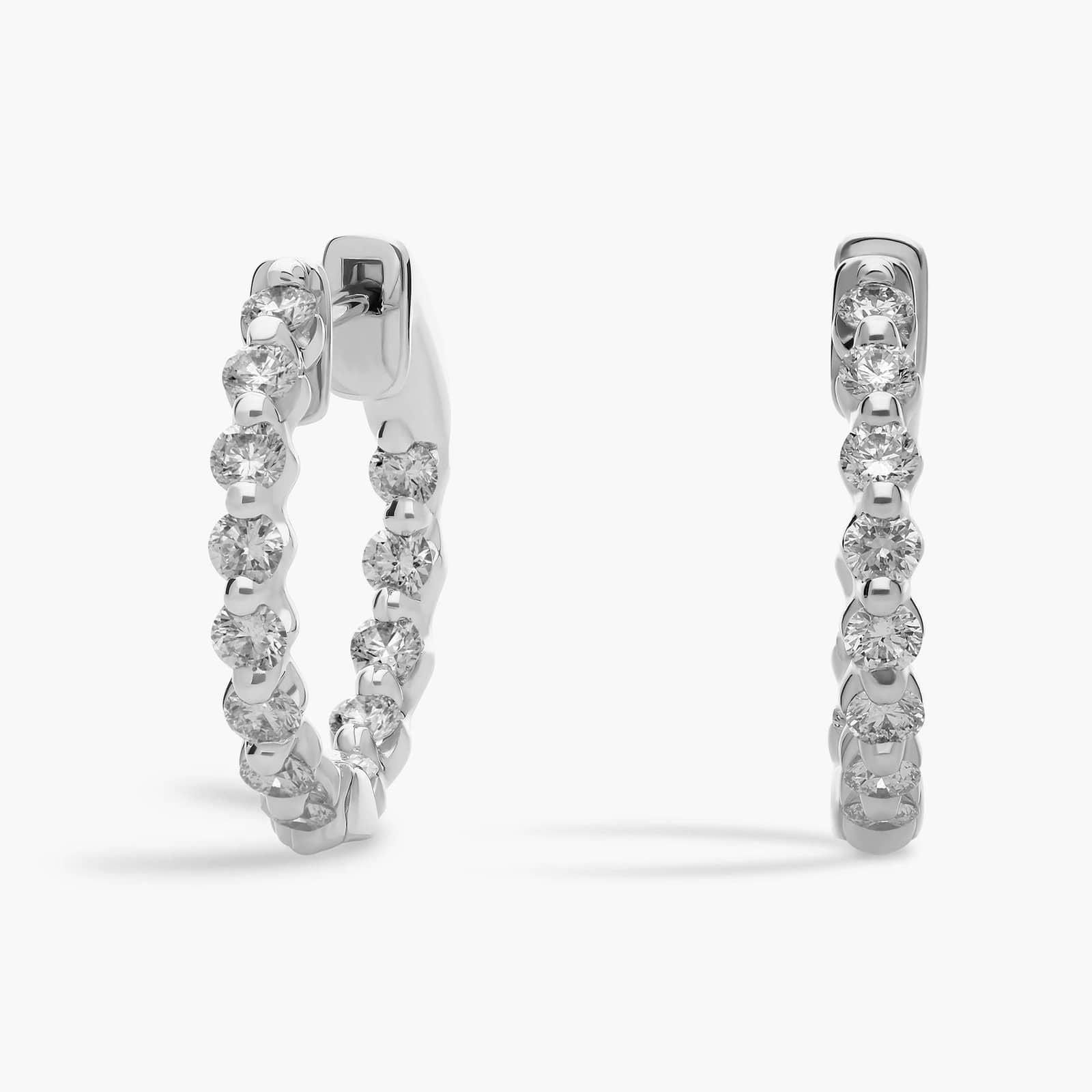 Sterling Silver Diamond Eternity Huggie Hoop Earrings