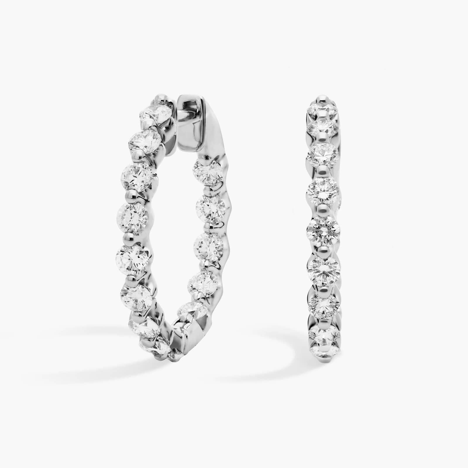 Sterling Silver Diamond Eternity Huggie Hoop Earrings
