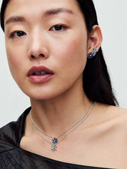 Sterling Silver Diamond Flower Pendant Necklace