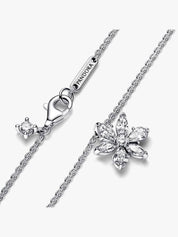 Sterling Silver Diamond Flower Pendant Necklace