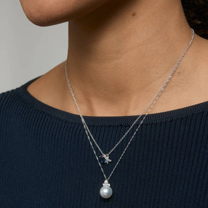 Carave Paris Diamond Bow Pearl Pendant Necklace