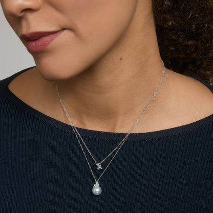 Carave Paris Diamond Bow Pearl Pendant Necklace