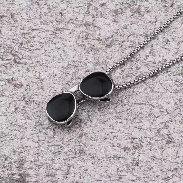 Sterling Silver Double Black Onyx Pendant Chain Necklace