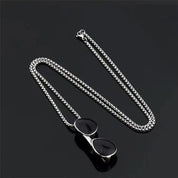 Sterling Silver Double Black Onyx Pendant Chain Necklace