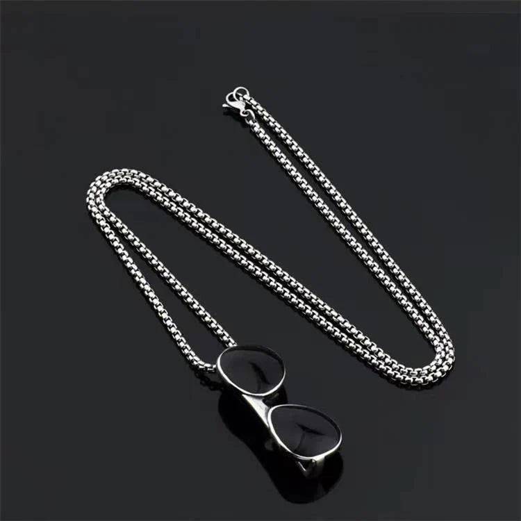 Sterling Silver Double Black Onyx Pendant Chain Necklace