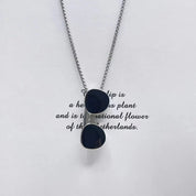 Sterling Silver Double Black Onyx Pendant Chain Necklace
