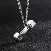 Sterling Silver Dumbbell Pendant Necklace for Men