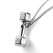 Sterling Silver Dumbbell Pendant Necklace for Men