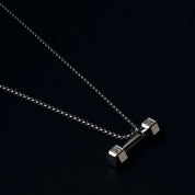 Sterling Silver Dumbbell Pendant Necklace for Men