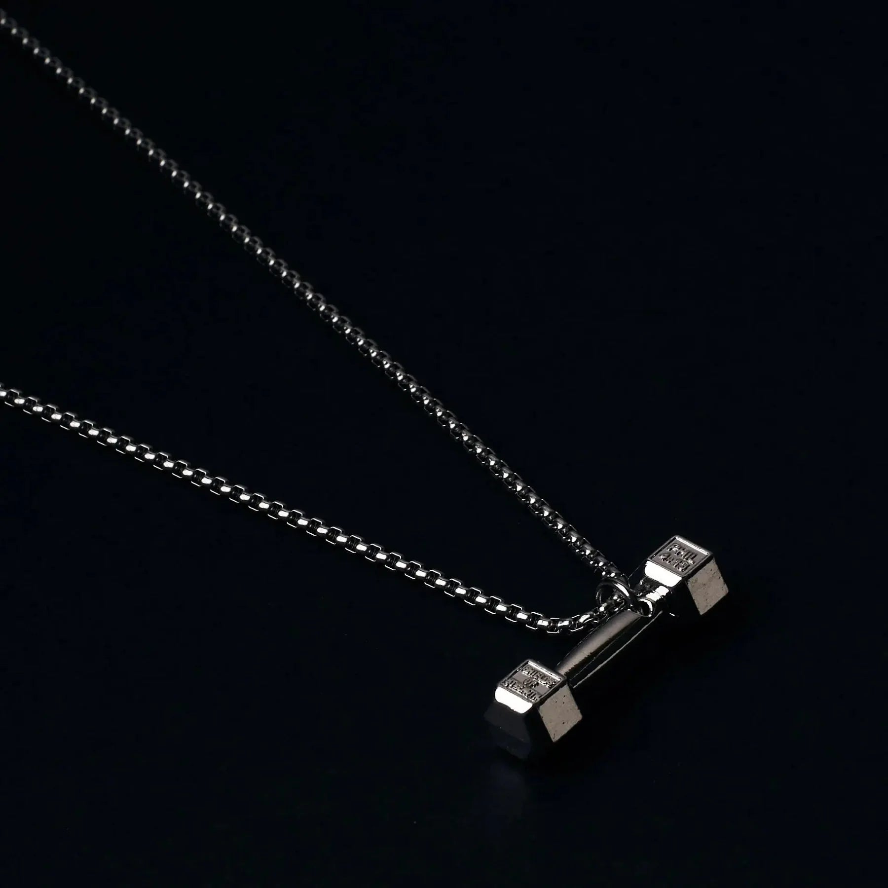 Sterling Silver Dumbbell Pendant Necklace for Men