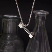 Sterling Silver Dumbbell Pendant Necklace for Men