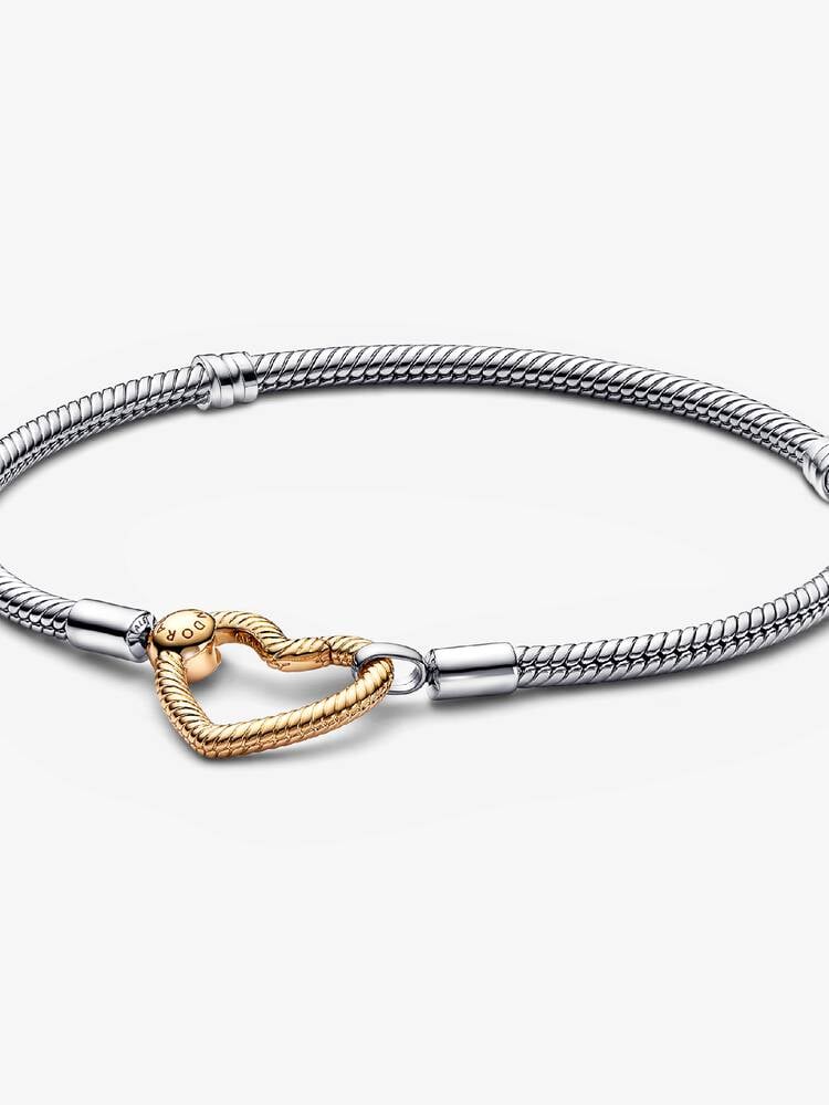 Sterling Silver Snake Chain Bracelet with Heart Clasp