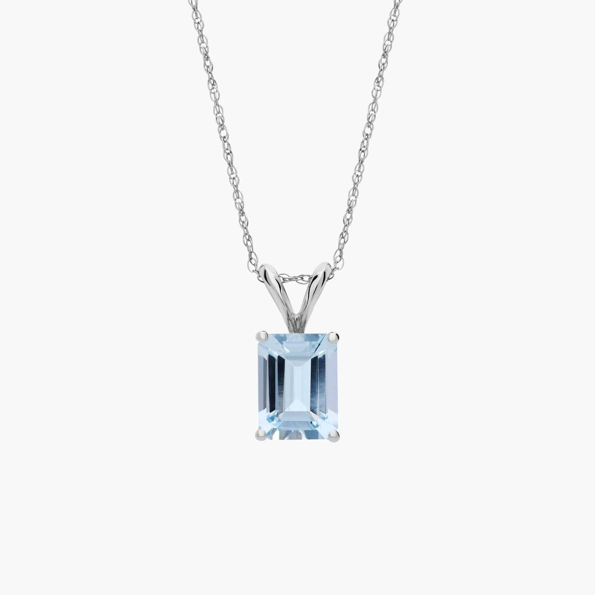 Carave Paris Emerald Cut Aquamarine Solitaire Pendant Necklace
