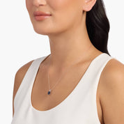 Sterling Silver Emerald Cut Blue Sapphire Solitaire Pendant Necklace