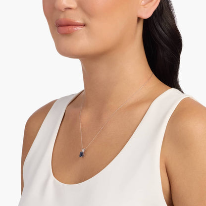 Carave Paris Emerald Cut Blue Sapphire Solitaire Pendant Necklace