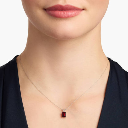 Carave Paris Emerald Cut Garnet Solitaire Pendant Necklace
