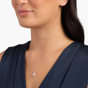Sterling Silver Emerald Cut White Topaz Solitaire Pendant Necklace