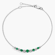 Sterling Silver Emerald Diamond Chain Bracelet