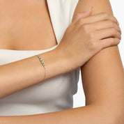 Sterling Silver Emerald Diamond Chain Bracelet