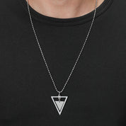 Sterling Silver Open Triangle Geometric Pendant Necklace for Women
