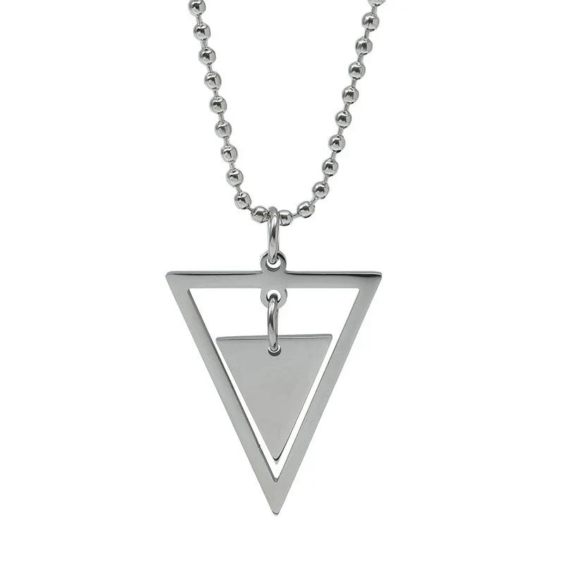 Sterling Silver Open Triangle Geometric Pendant Necklace for Women